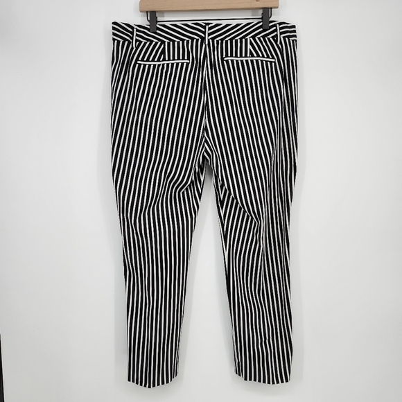 Worthington Womens Cotton Pant Size 16 Black White Bold Stripe Ankle Career Work - Picture 5 of 7
